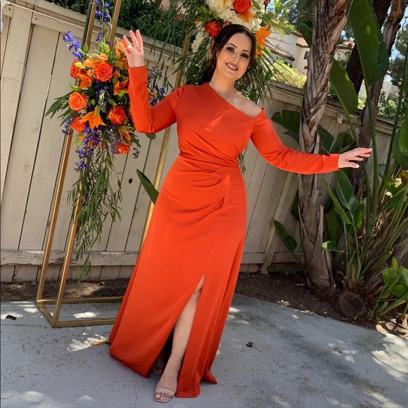 Kay Unger Dresses & Skirts - Kay Unger One-Shoulder Long Sleeve Dress